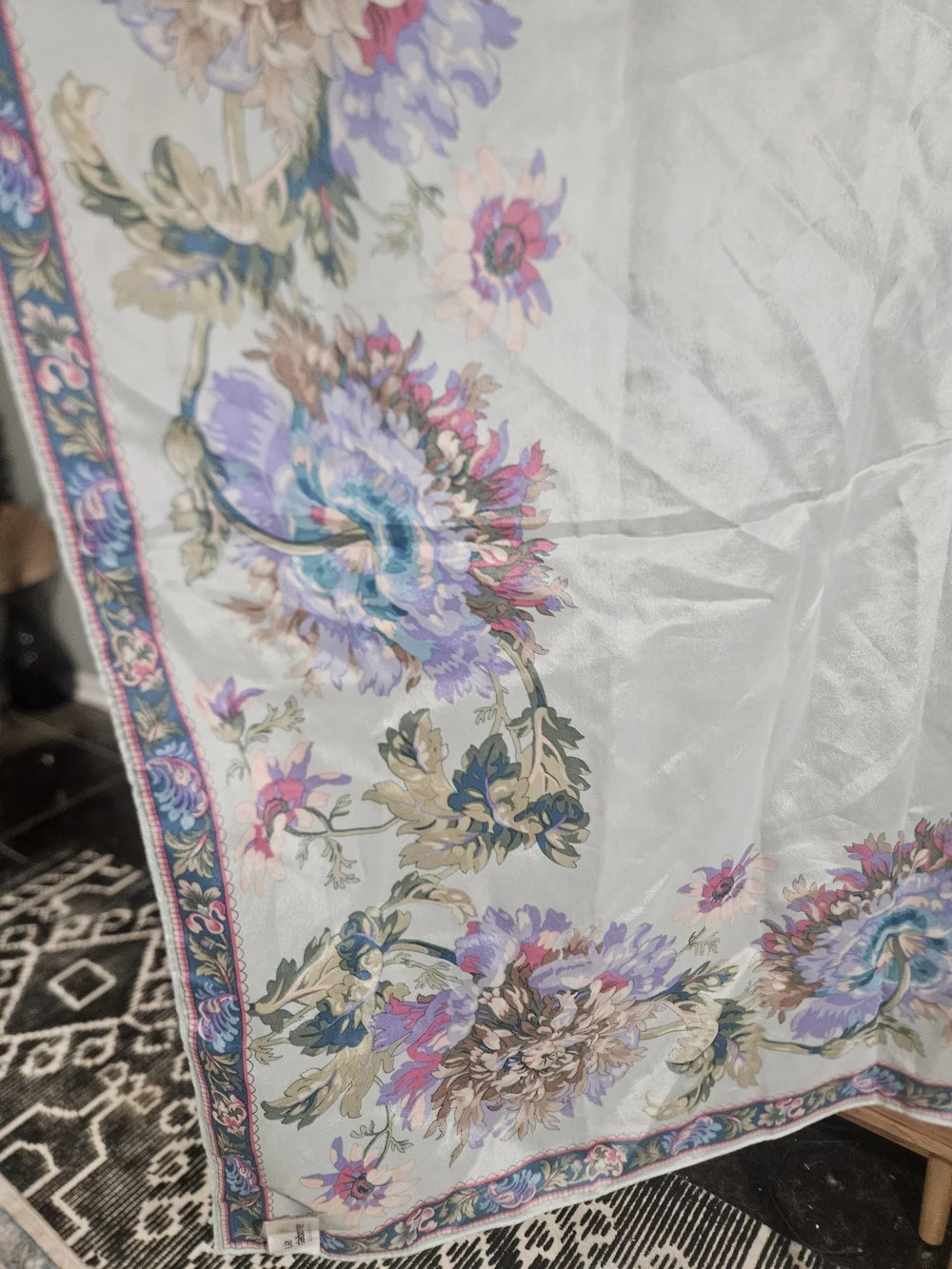 Vintage Liz Claiborne 100% Silk Floral Garden Square Scarf Made in Japan